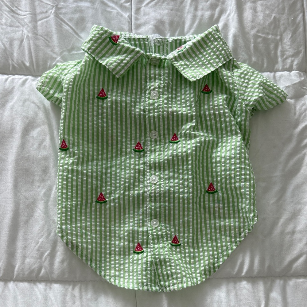 The Worthy Dog Watermelon Seersucker Dog Shirt - Size Medium